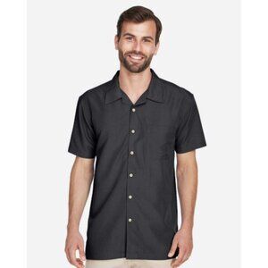 Harriton Men's Barbados Textured Camp Shirt - M560 - Black